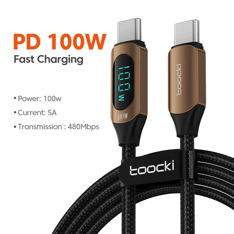 Toocki Type C to Type C Cable100W PD Fast Charging USB