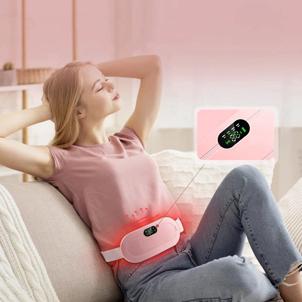 Electric Period Cramp Massager Vibrator Heating Belt for Menstrual Relief