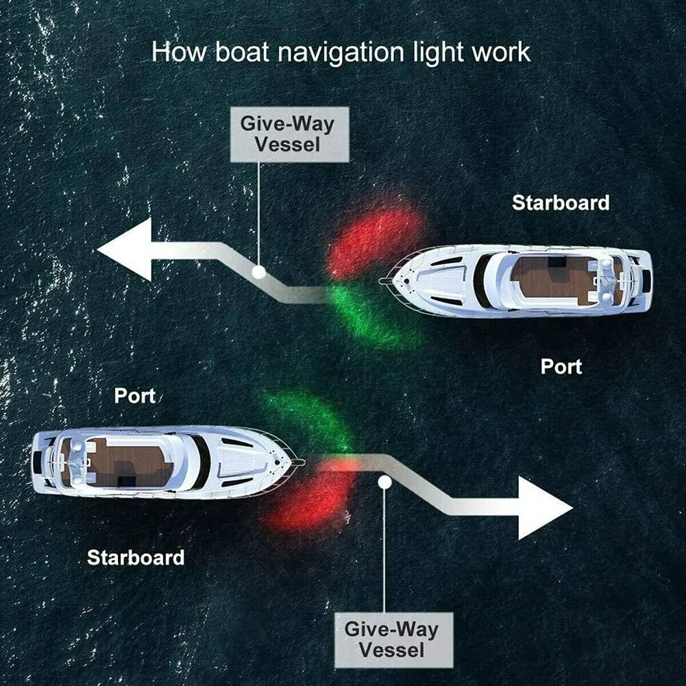 Red And Green 12V Waterproof Boat Navigation Light LED Bow Marine Front Pontoon Lamp 