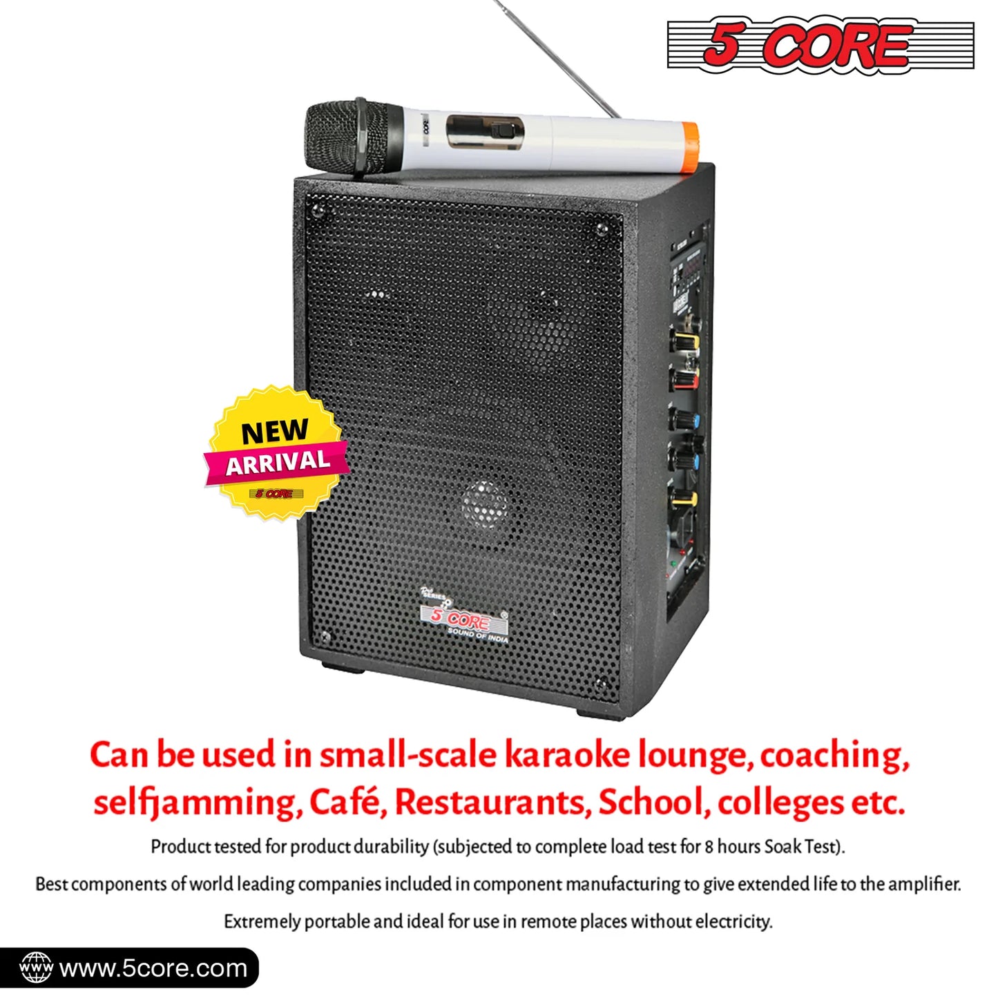 5Core Portable PA Speaker System 40W + Wireless Mic Rechargeable