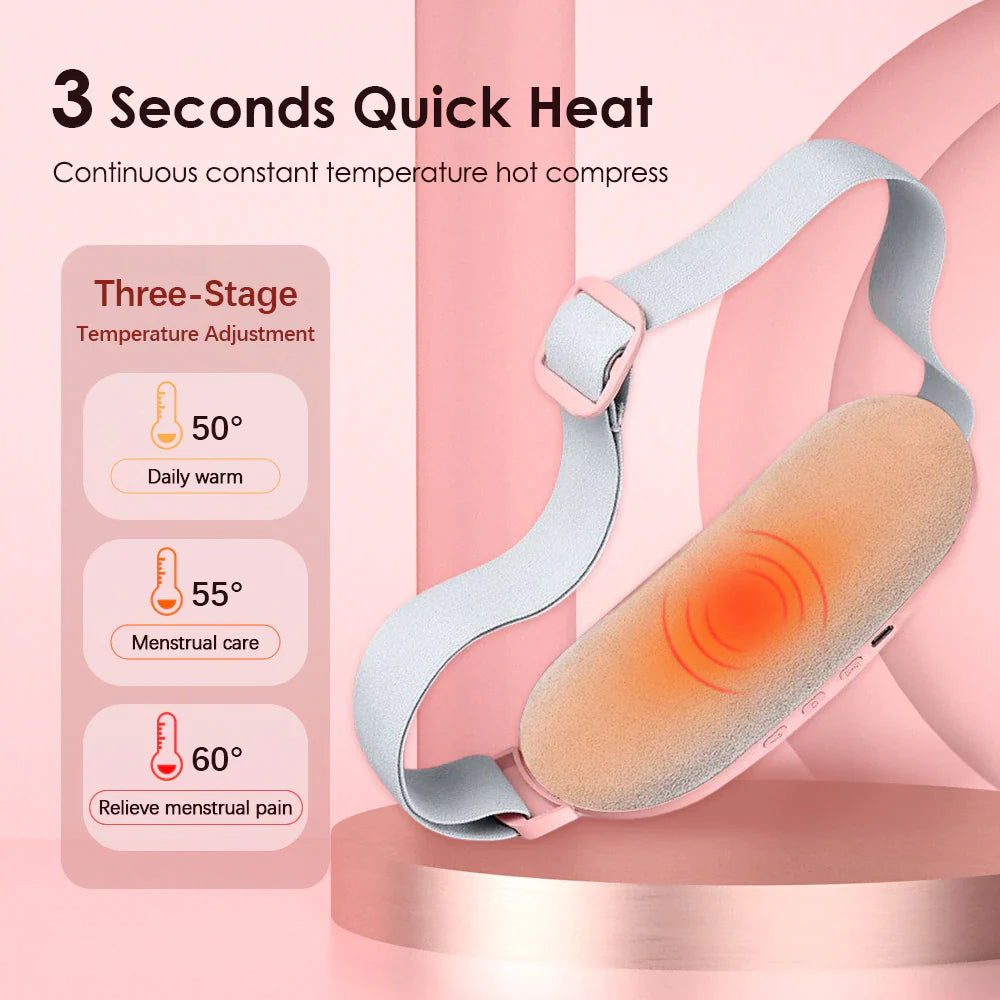 Electric Period Cramp Massager Vibrator Heating Belt for Menstrual Relief 