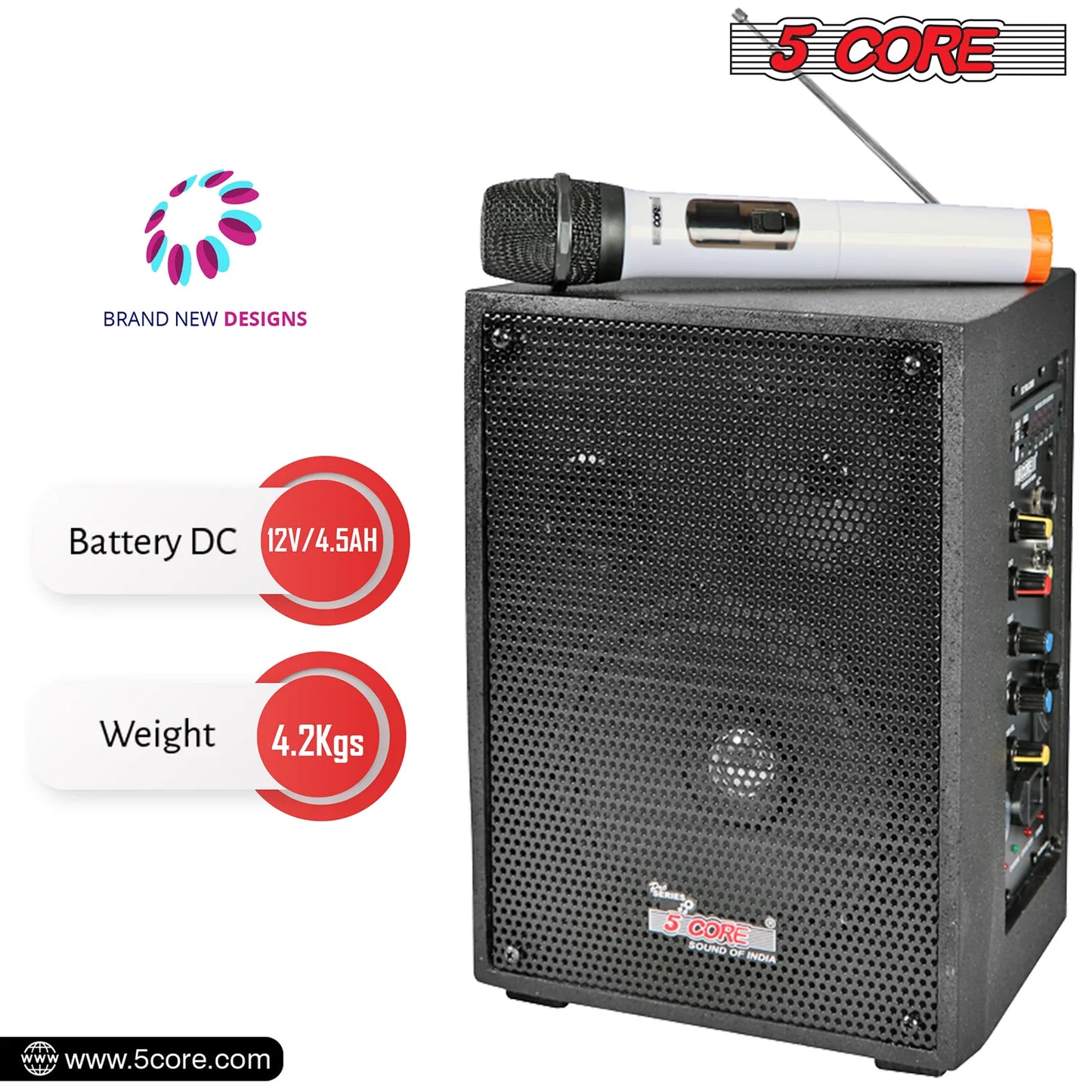 5Core Portable PA Speaker System 40W + Wireless Mic Rechargeable