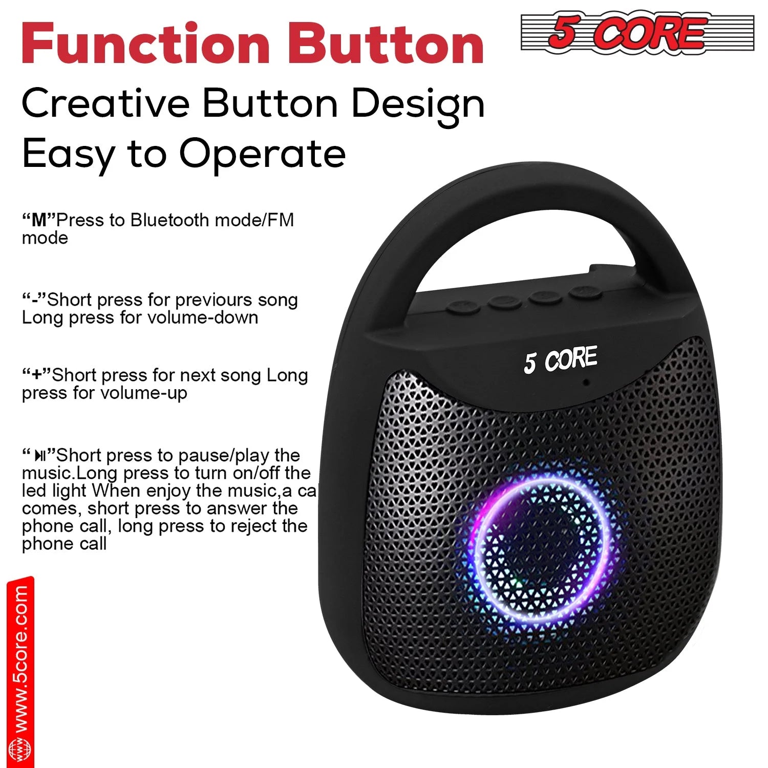 5Core Outdoor Bluetooth Waterproof Portable Wireless Speaker