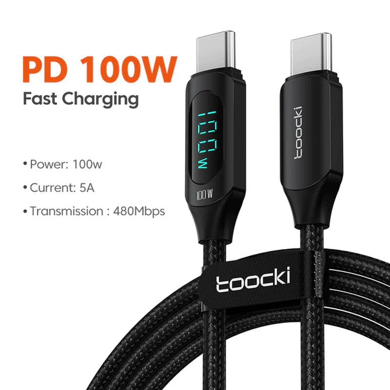 Toocki Type C to Type C Cable100W PD Fast Charging USB 