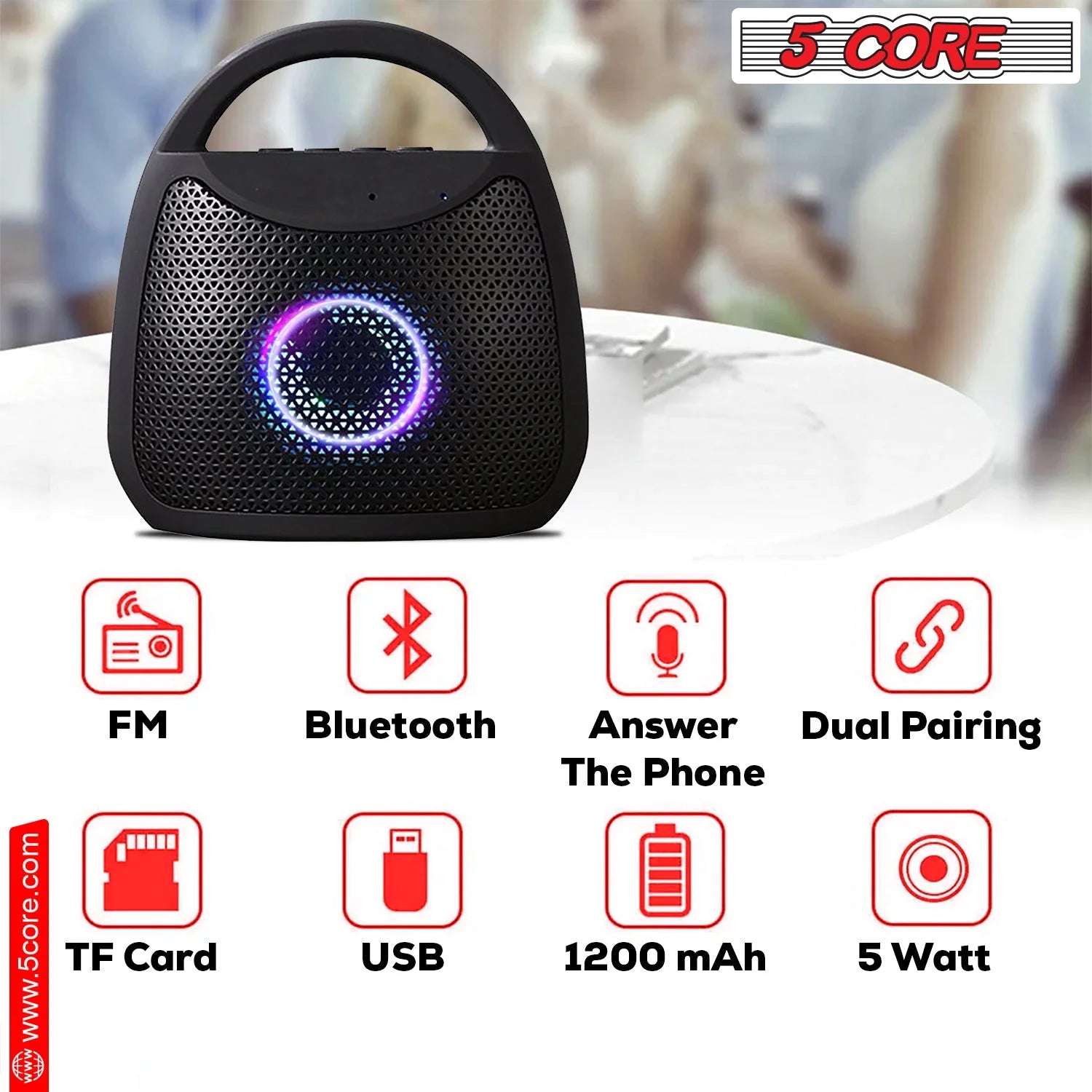 5Core Outdoor Bluetooth Waterproof Portable Wireless Speaker