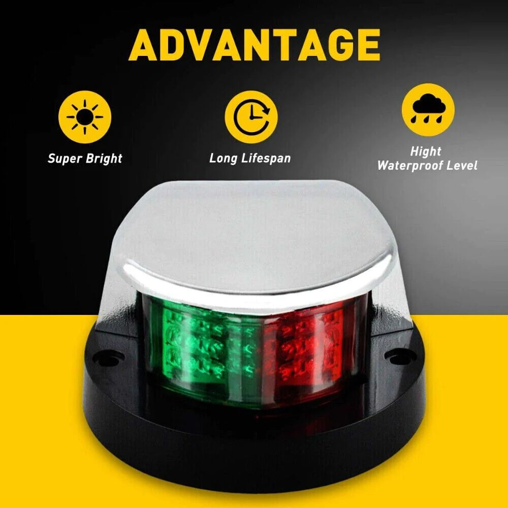 Red And Green 12V Waterproof Boat Navigation Light LED Bow Marine Front Pontoon Lamp 