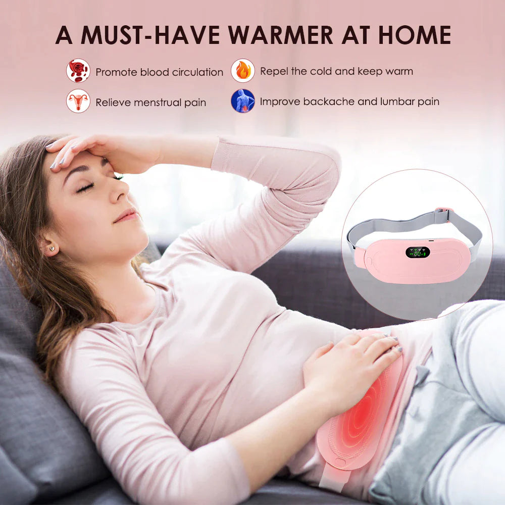 Electric Period Cramp Massager Vibrator Heating Belt for Menstrual Relief 