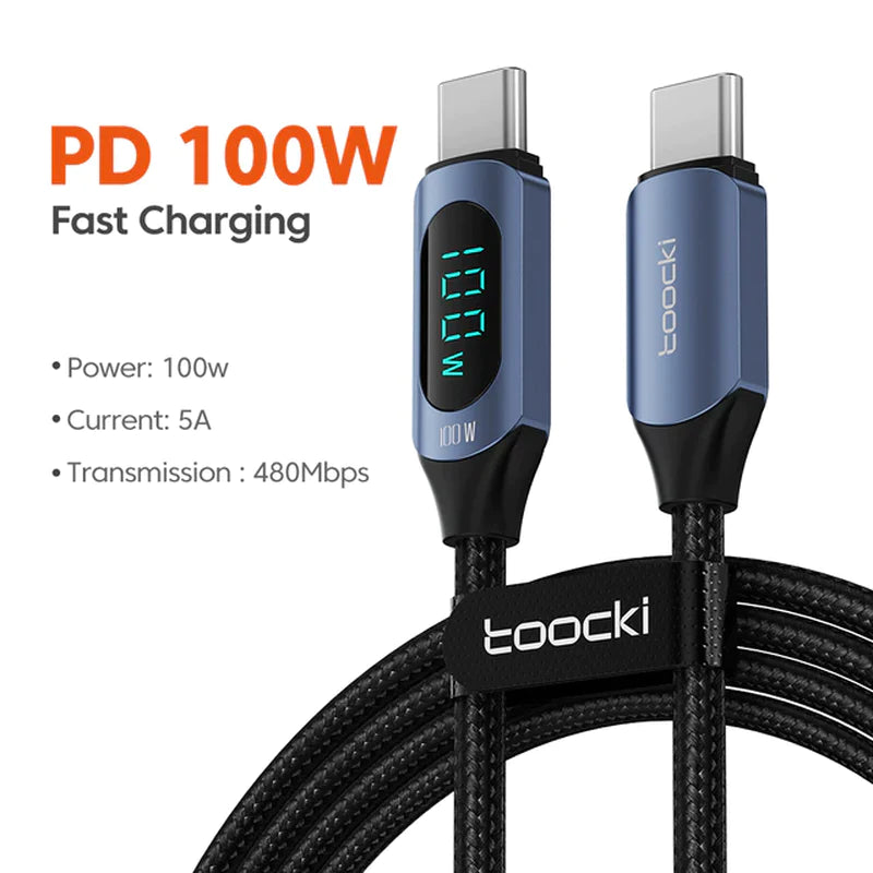 Toocki Type C to Type C Cable100W PD Fast Charging USB 