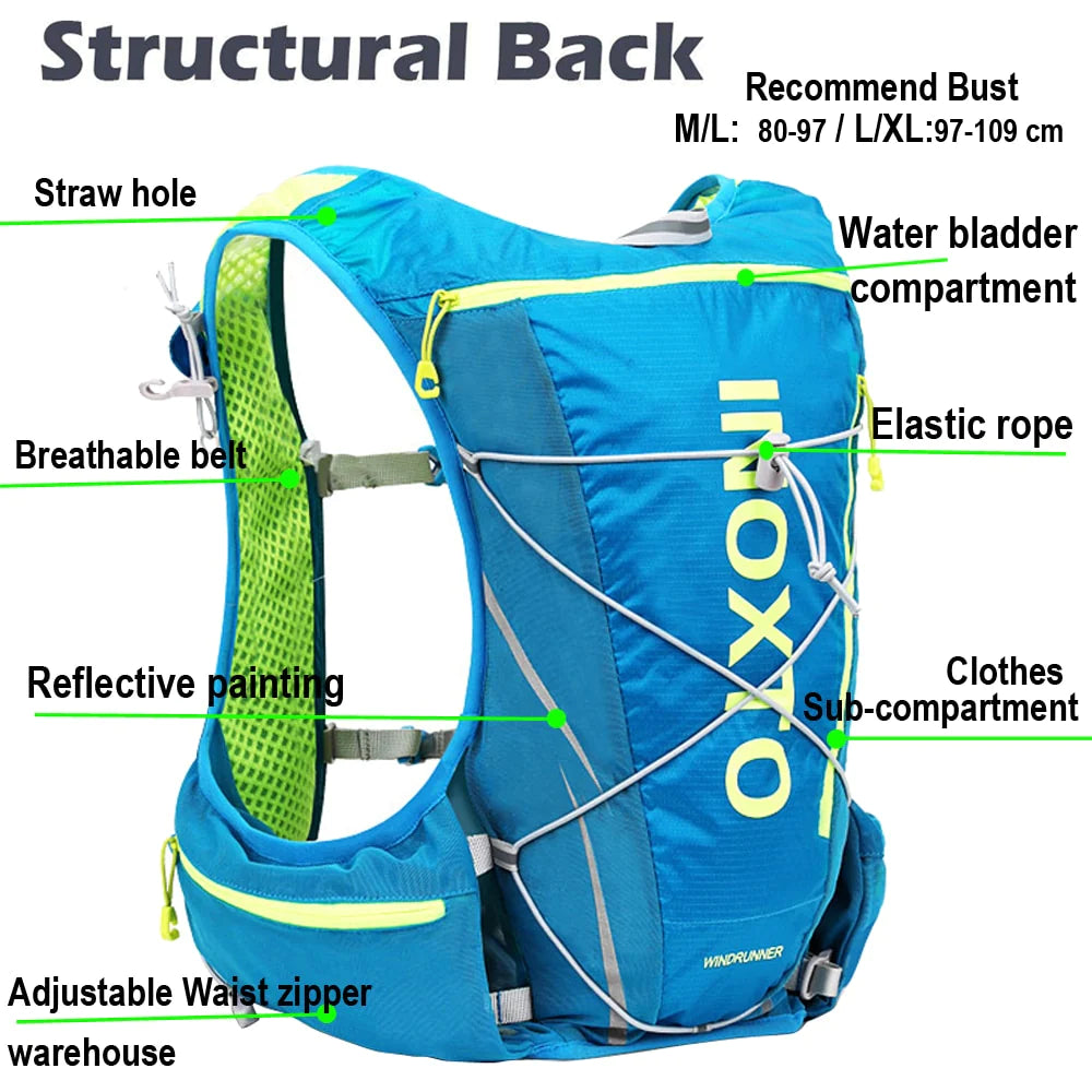 8L Trail Running Hydration Vest Backpack with Water Flask