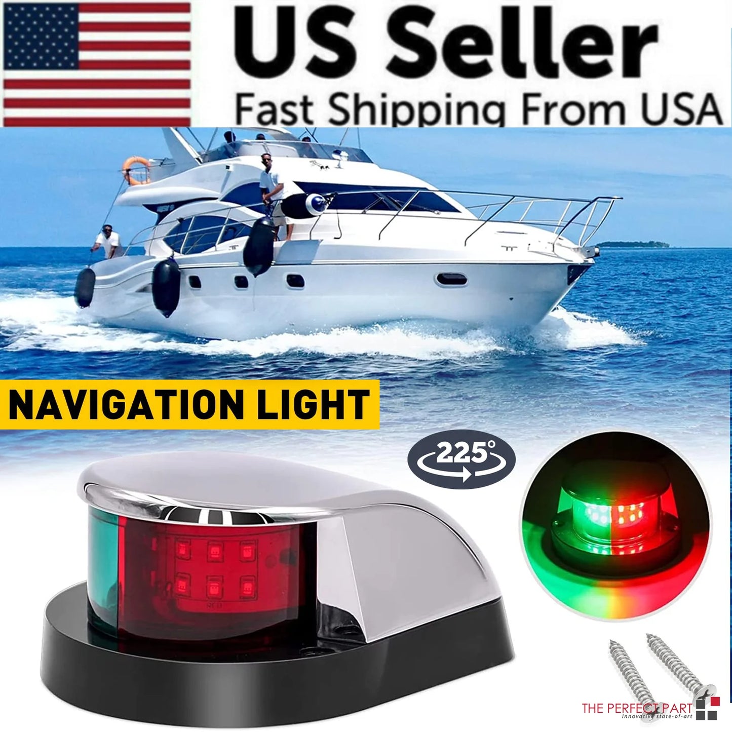 Red And Green 12V Waterproof Boat Navigation Light LED Bow Marine Front Pontoon Lamp 