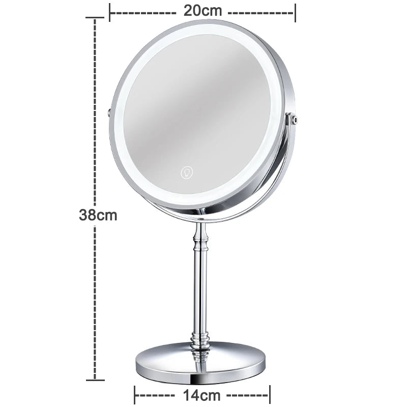 8 Inch Adjustable Light Makeup Mirror with Light USB Charging With 10X Magnifying