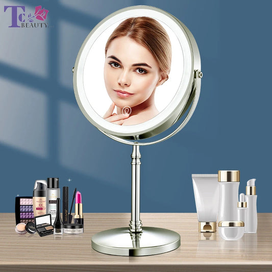 8 Inch Adjustable Light Makeup Mirror with Light USB Charging With 10X Magnifying