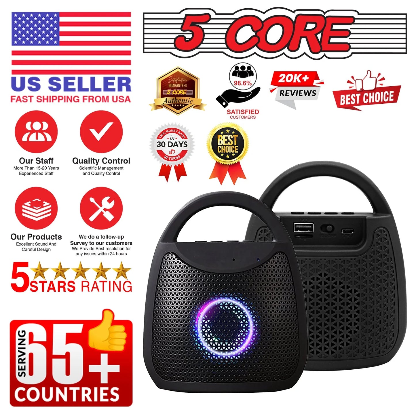 5Core Outdoor Bluetooth Waterproof Portable Wireless Speaker