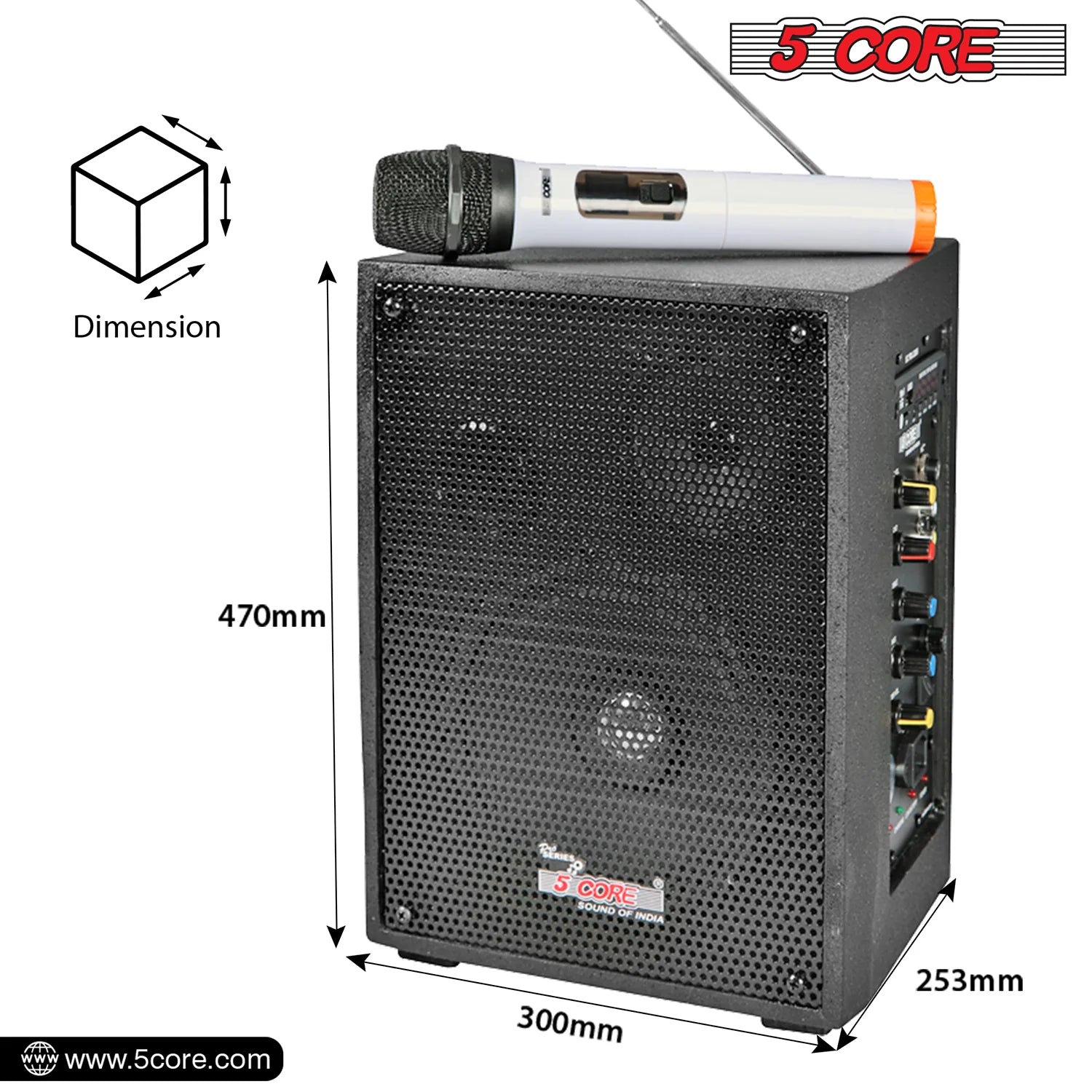 5Core Portable PA Speaker System 40W + Wireless Mic Rechargeable