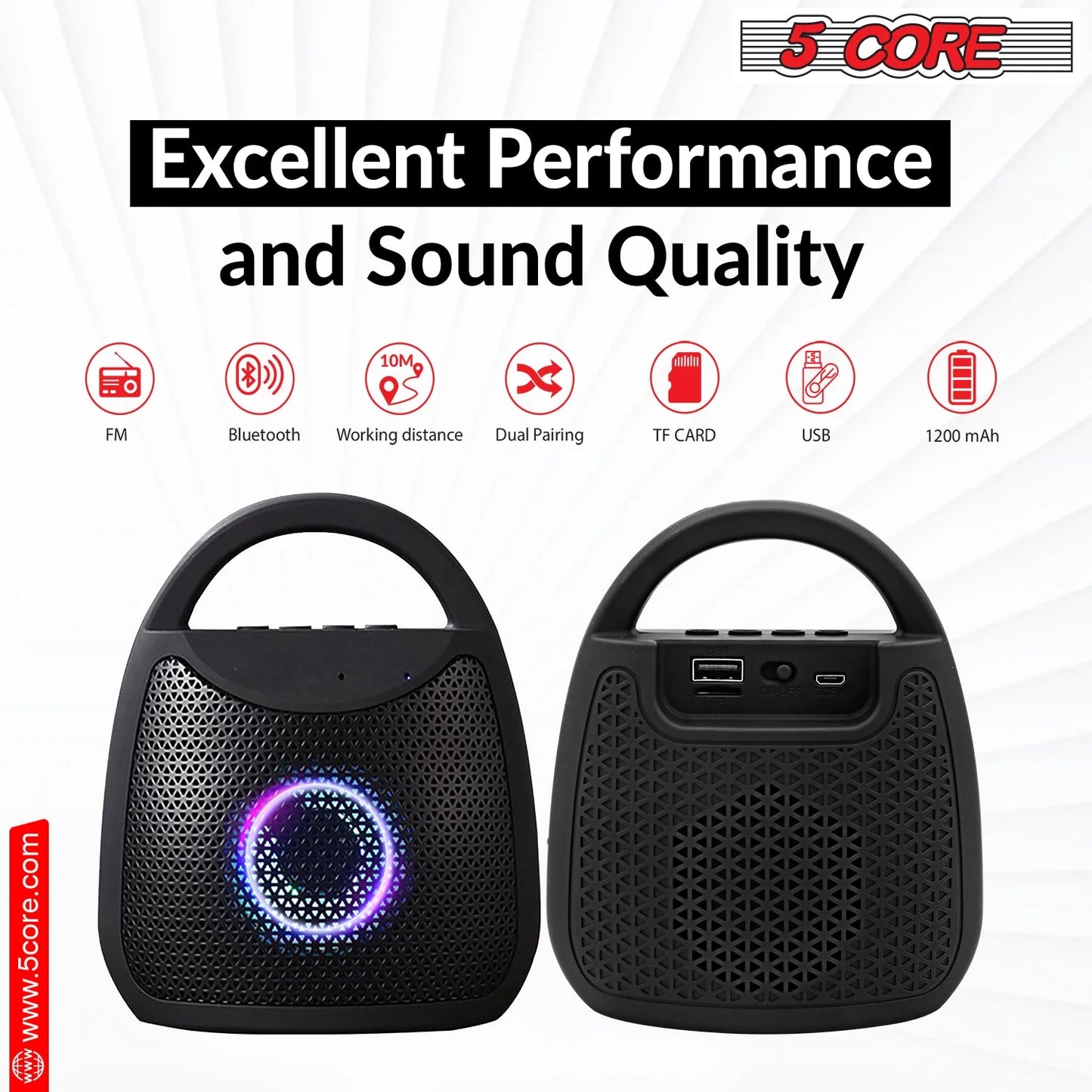 5Core Outdoor Bluetooth Waterproof Portable Wireless Speaker