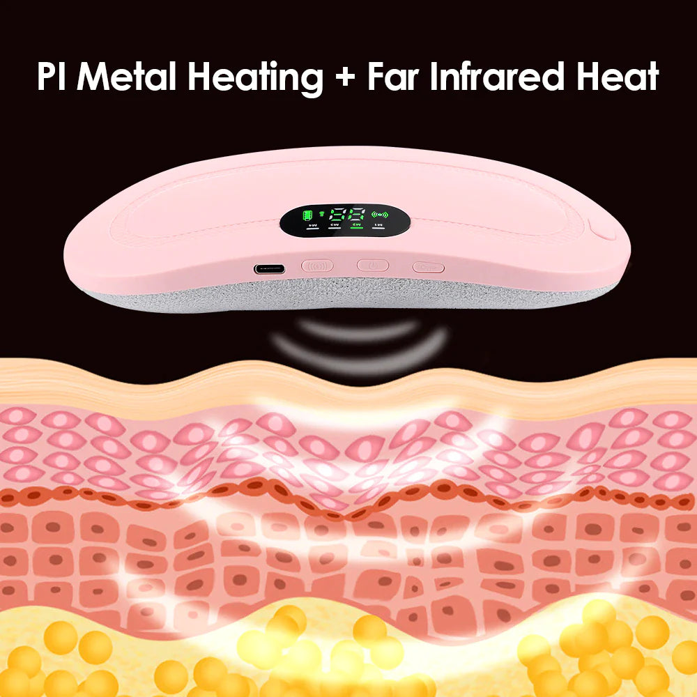 Electric Period Cramp Massager Vibrator Heating Belt for Menstrual Relief 